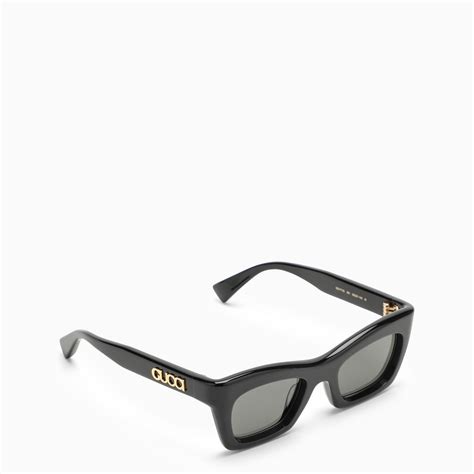 gucci occhiali da sol rettangolari acetato|Occhiali da sole rettangolari in acetato in nero .